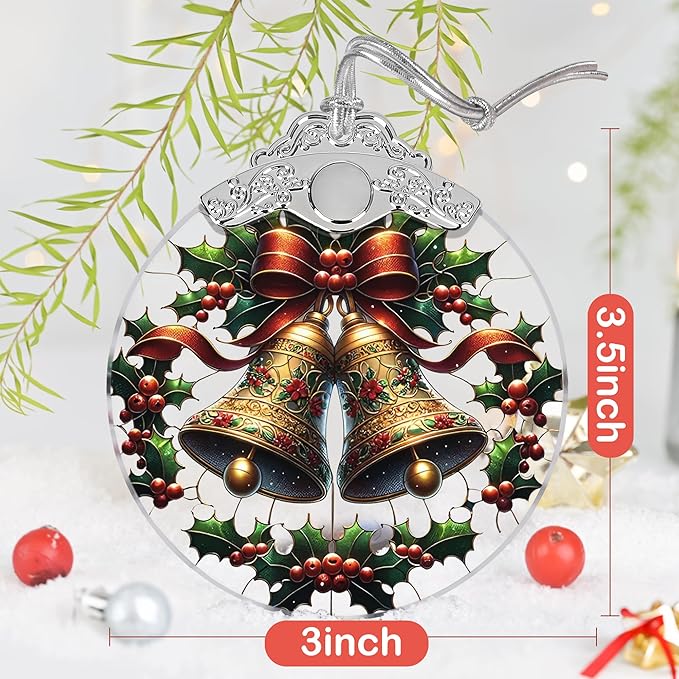 Stained Glass Bell Ornament - Christmas Tree Decorations, Ornaments for Tree, Holiday Gifts