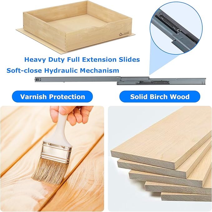 WelFurGeer Soft Close Pull Out Drawers for Kitchen Cabinets, 32" W x 22" D Pull Out Cabinet Organizer, Cabinet Drawers Slide Out, Slide Out Drawers for Kitchen Cabinets, Cabinet Pull Out Shelves