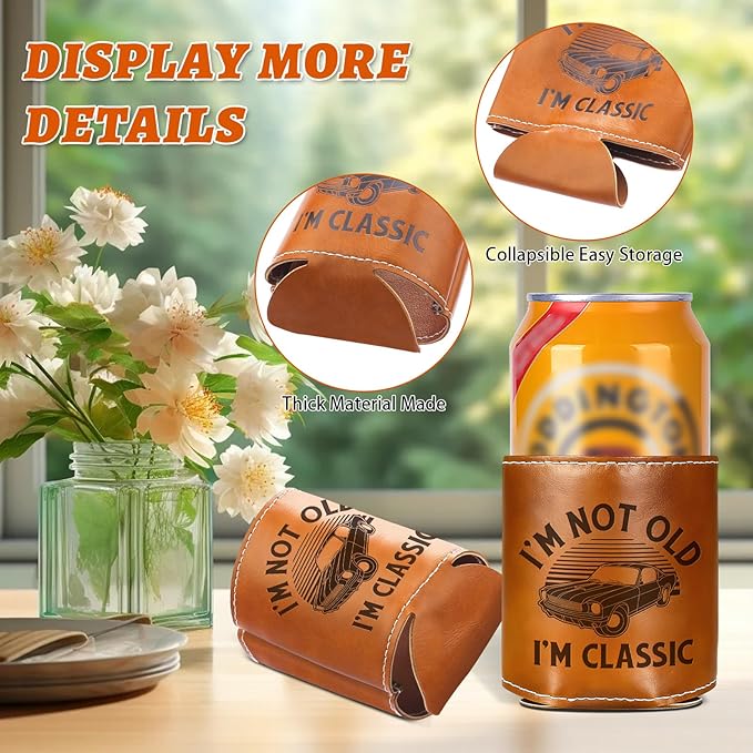 Funny Gifts for Dad from Daughter Son,Christmas Gifts for Grandpa Men,White Elephant Gifts for Adults,Mens Birthday Gag Cool Retirement Gifts for Him Husband,Leather Can Cooler Sleeve Holder for Soda