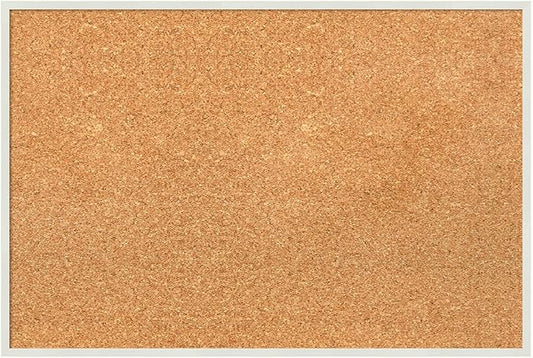 Amanti Art Natural Cork Board for Wall, 17x25 Vision Board with White Frame, Medium Corkboard Office Decor for Home Organization, Modern Corkboard Pinboard to Display Items for Home Organization in
