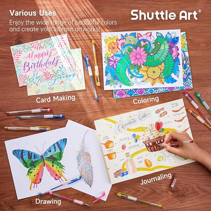 Shuttle Art 160 Pack Glitter Gel Pens, 80 Colors Glitter Gel Pens Set with 80 Refills for Adults Coloring Books Drawing Crafts Scrapbooking Journaling