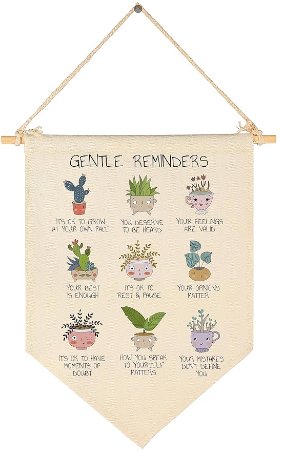 Gentle Reminders-Positive Self Affirmations Wall Banner-Mental Health Wall Art-Therapy Office Sign- School Counselor Decor-Self Love Compassion-Therapist Office Decoration-Flag Decor