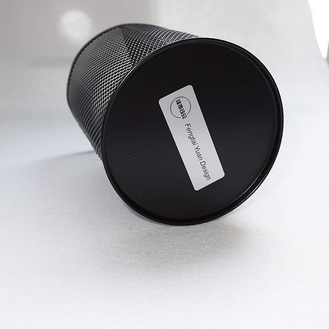Fengtaiyuan T06, Black Metal Wire Mesh Pencil Holder, Desktop Organizer, Office Storage Box (Black-T06)