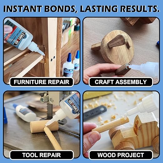 Professional Grade Cyanoacrylate Super Glue, Ultra Thick Viscosity CA Glue for Woodworking, 2 oz. (56.8 Grams) - Instant Adhesive for Woodworking, Gap Filling, Heavy Duty Wood Bonding