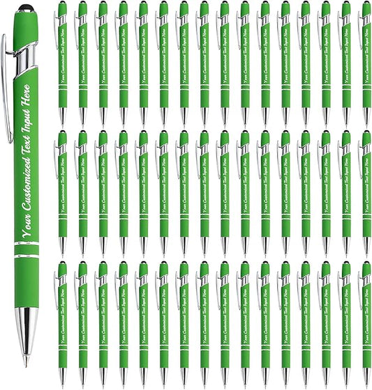 Personalized Ballpoint Pen 48pcs, Custom Pens Free Engraved Bulk with Name Logo, Soft Black Ink Stylus with Touch Metal Office, Gift for Anniversaries, Graduations, Birthdays