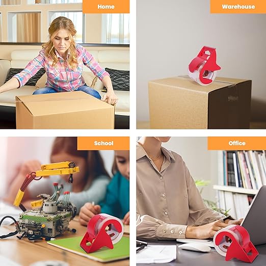 TAPEBEAR 1.5" Core Packing Tape Refills No Noise 2.6mil Thick, 1.88" x 22yd Super Clear Packaging Tape for Book Binding, Carton Sealing, Moving, Shipping, 6Rolls