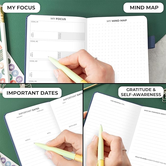 Clever Fox Pocket Planner Weekly – Undated Monthly Goal Planner and Calendar, Mini Planner Perfect for Purse, 3.7x6.7" (Dark Blue)