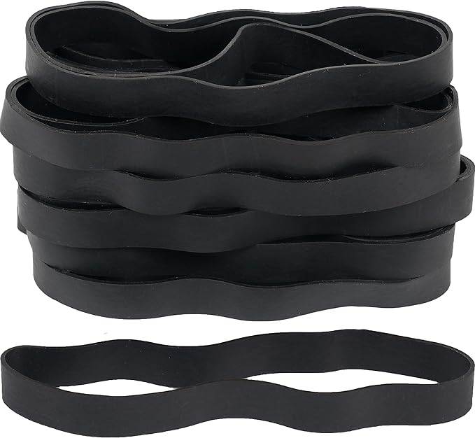 Rubber Bands Size#107 Heavy Duty Big Wide rubber band 30PCS Elastic Bands for Office Supply Trash Can File Folders Litter Box Rubber Bands (Black)