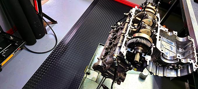 Rhino Mats, American Classic Diamond Anti-Fatigue Mats, Industrial Ergonomic Comfort Standing Mat for Work, Home, Garage, Office, Kitchen or Anywhere (Black 1" Thick, 3 FT. x 12 FT.)