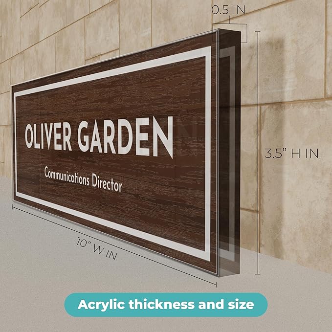 EGD Thick Clear Acrylic Desk Name Plate Personalized I Office Desk Accessories I Custom Name Plate with Multiple Design Options (10 x 3.5 Inch) (5. 1/2" Thick Clear Acrylic Color)