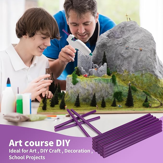 MATUFF Purple Hot Glue Sticks Full Size 0.43” Dia x 8” Long, 20 pcs Hot melt Adhesive Glue Sticks, All-Purpose Colored Glue Gun Sticks for DIY Purple Crafting Arts and Wedding Cards, Sealing (Mauve)