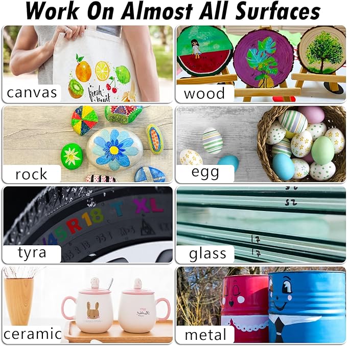 Purple Paint Pens Paint Markers - 12 Pack Permanent Quick Dry Waterproof Marker Pens for Rocks Wood Fabric Plastic Canvas Glass Mugs Metal Tire Stone