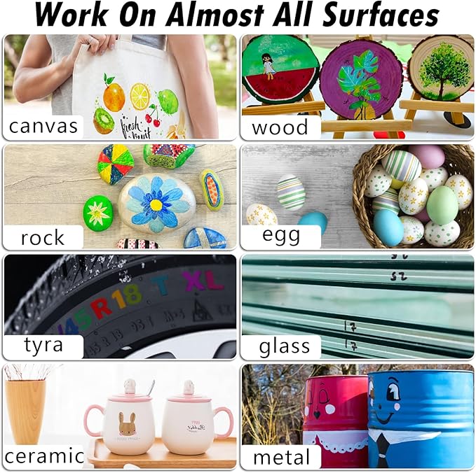 Orange Paint Markers, 2 Pack Oil-Based Waterproof Quick Dry Permanent Paint Pen Set for Rocks Painting, Wood, Fabric, Plastic, Canvas, Glass, Mugs, Metal, Tire, Stone, DIY Craft