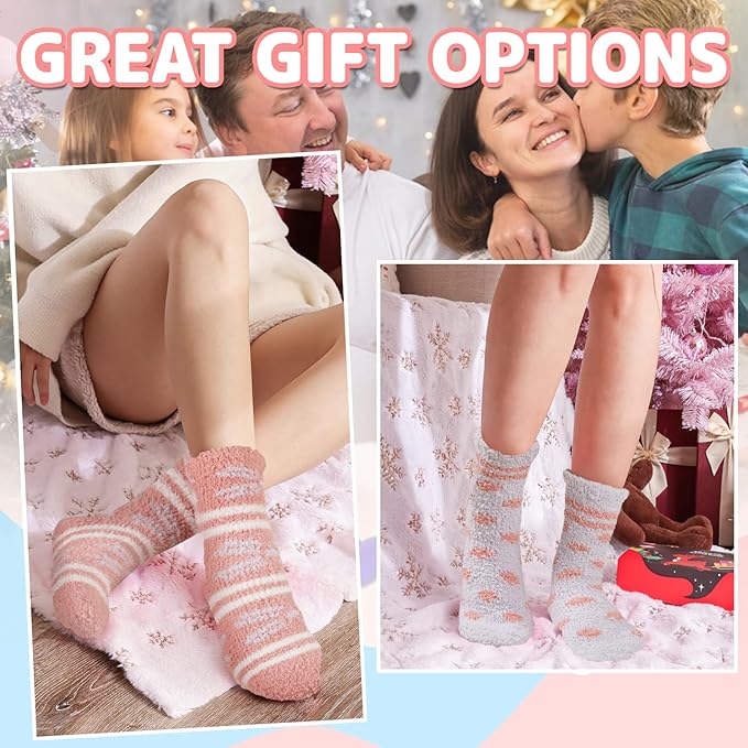 COOPLUS Fuzzy Socks for Women Warm Fluffy Cozy Winter Soft Home Slipper Socks (5 Pairs)