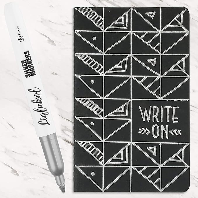 Silver Metallic Markers Pens Bulk of 36 Pack, 2mm Felt Fine Tip for Art, Crafts, Drawing, DIY Projects, Office Supplies, Gift Card Making