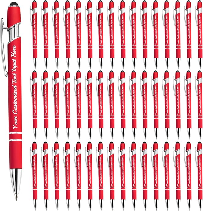 Personalized Ballpoint Pen 48pcs, Custom Pens Free Engraved Bulk with Name Logo, Soft Black Ink Stylus with Touch Metal Office, Gift for Anniversaries, Graduations, Birthdays