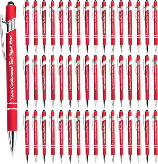 Personalized Ballpoint Pen 48pcs, Custom Pens Free Engraved Bulk with Name Logo, Soft Black Ink Stylus with Touch Metal Office, Gift for Anniversaries, Graduations, Birthdays