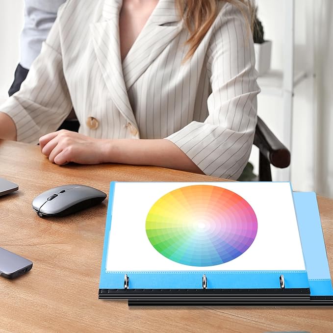 WOT I Telescoping Project Organizer 2-Pack, Refillable Binder with Dividers and Pockets, 13 Pocket Folders, 1 Inch 3 Ring Binder, Blue