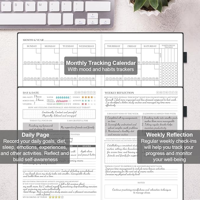 Mental Health Journal, 91-Day Self Care Journaling, Guided Anxiety & Stress Relief Journaling with Mood Tracker, Cognitive Behavioral Therapy Journaling with Mental Health Coloring Pages & Dream Journal