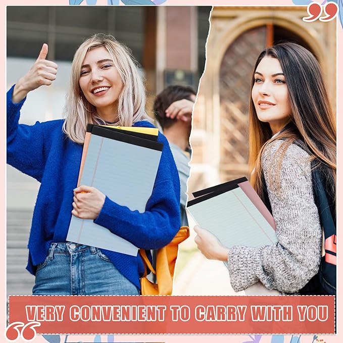 Lincia 12 Pcs 12 Pcs 5" x 8" Small Legal Pads Colored Lined Note Pads Narrow Ruled Writing Notepads 50 Sheets Per Micro Paper Notebook Lined and Perforated for College Office Supplies (Earthy Colors)