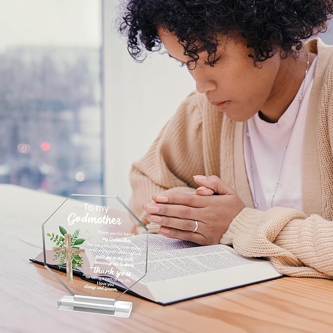 Yopyame Acrylic Gift for Godmother - Godmother Gifts from Godchild for Women Thank You for Being My Godmothers Acrylic Plaque Office Table Decor Birthday Christmas Keepsake Paperweight for Godmothers