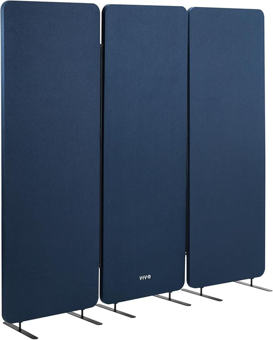 VIVO Freestanding 72 x 66 inch Privacy Panel, Cubicle Divider, Acoustic Wall Partition, x3 24 inch Panels, Navy Blue, PP-3-T072NB