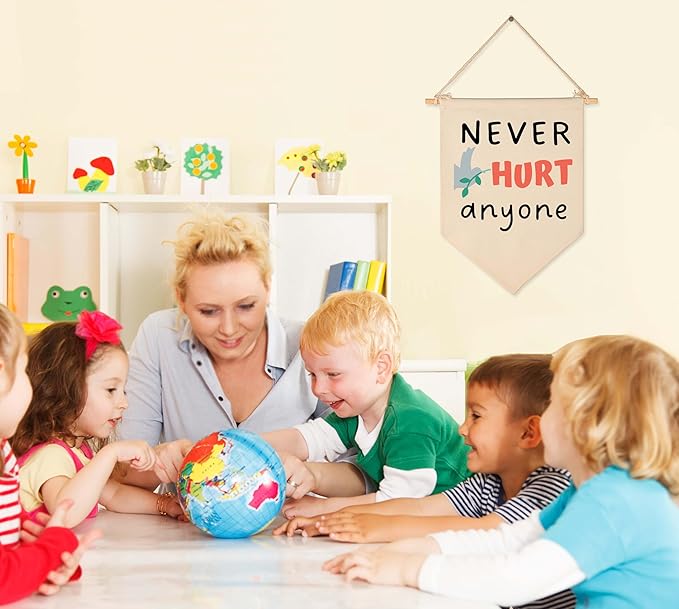 The 10 Commandments Sign-God's Rules-Bible Verse Decor-Flag Gifts for Boys Girls Kids,Banner Wall Sign Gift for Sunday Classroom,Classroom,Nursery,Baby Room,Reading House,Playroom Bedroom,Front Door