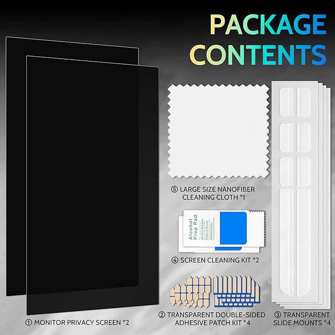 [2-Pack] 20 Inch Privacy Screen for Computer Monitor 16:9 Aspect Ratio, Eye Protection Anti Blue Light Glare Shield, 20inch Removable Black Blackout Anti Spy Desktop Security Private Filter