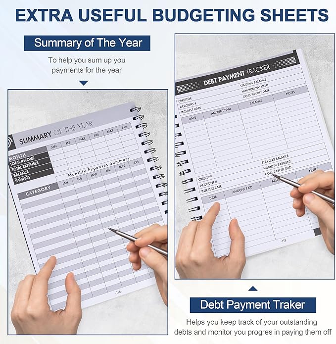 Monthly Bill Payment Checklist: Bill Tracker Notebook With Spiral Binding 8"x10" The 4-Year Guide for Families & Money Managers, 960 Billing Records Included (Blue)