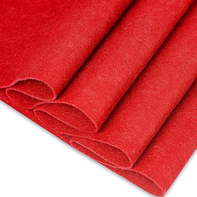 Felt Fabric 1.8 mm Thick 36" x 72" - Soft Durable Felt by The Yard Felt Sheets for Arts and Crafts, DIY Sewing, Crafting Projects (Red)