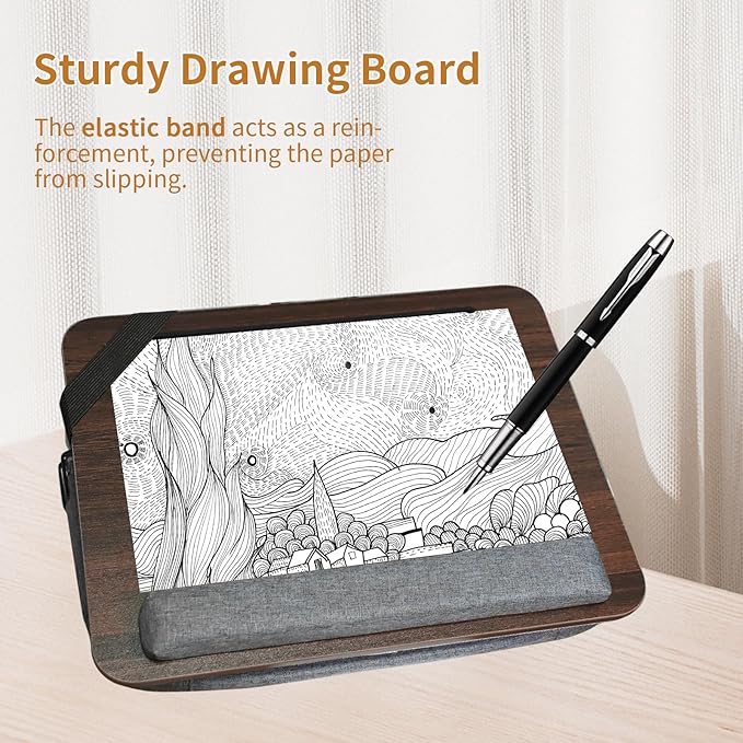 Lap Desk for Laptop Stand with Cushion, Adults with Storage Fits Up to 15.6in, Combines Features Bag and Pillow Table by Travel, Portable Workstation for Home College Office (Walnut Color)