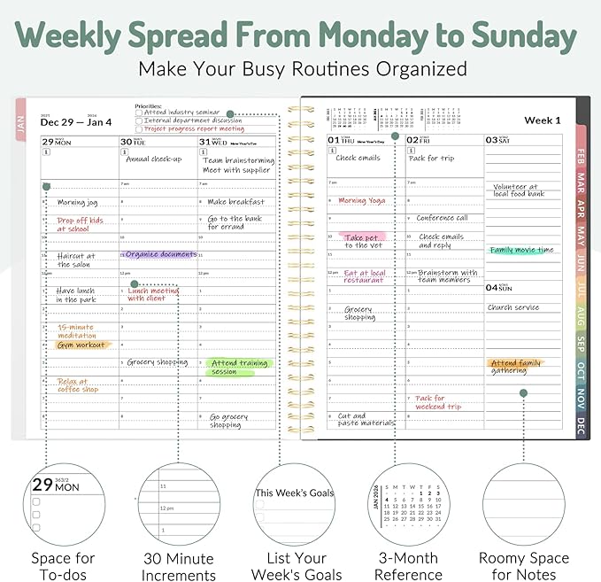 Appointment Book 2026 Planner, Forvencer Daily Weekly & Monthly Calendar Planner (Jan 2026-Dec 2026), 6" x 8", Hourly Agenda Book with 30 Minute Increments, Flexible Cover Planning with Inner Pocket, Organizer Notebook for Office School Supplies, A5, Red