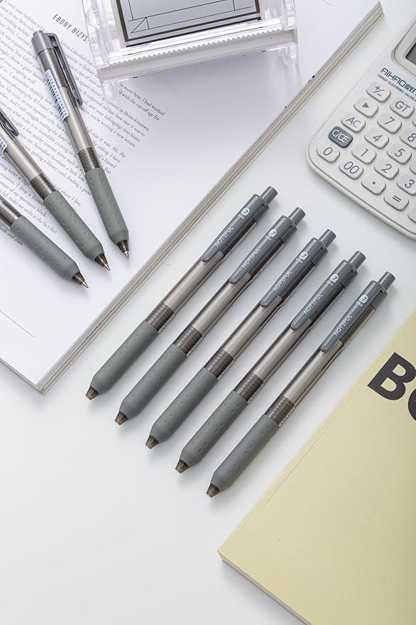 Retractable Silent Click Gel Pens For Journaling, Smooth Writing, Black Gel Ink Medium Point Pen (0.7 mm), Pack of 8