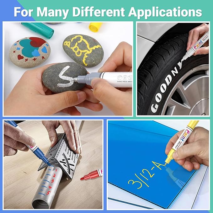 Oil Based Paint Markers, 8 Colors Dual Tip Permanent Paint Pens Paint Markers(0.7mm & 3mm), Waterproof Paint Pen for Rock Painting, Metal Wood Glass Stone Canvas Mugs Fabric Plastic