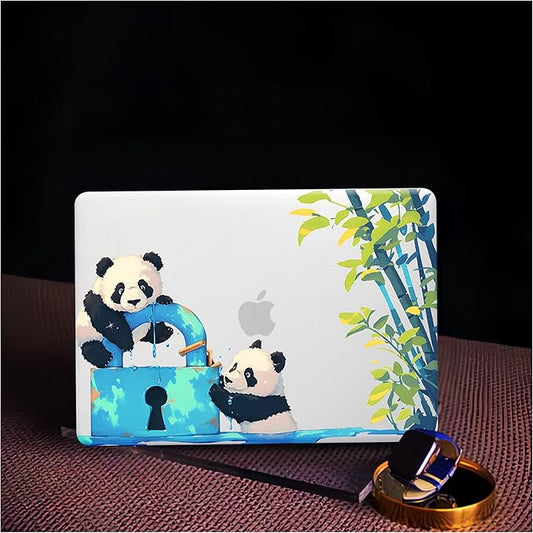 Cute Panda Print Case for MacBook Air 13 inch 2022-2025 M4 A3240 M3 A3113 M2 A2681,for Mac Air13 M4 Sturdy Pattern Plastic Clear Hard Shell&Keyboard Cover for MacBook Air13.6 Case,Cute Panda