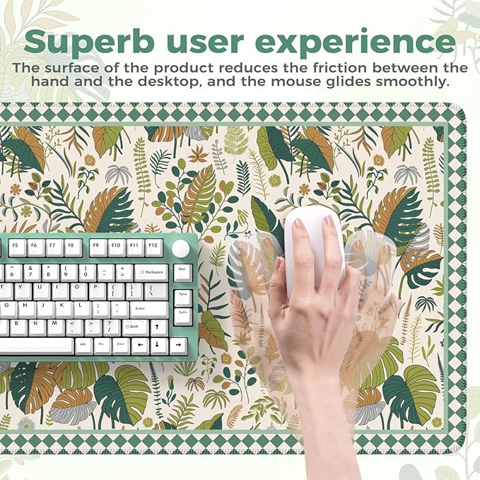 iCasso Large Desk Pad,Aesthetic Computer Mouse Pad for Desktop,Anti-Slip Rubber Base Keyboard mat,Cute Desk Mat for Women,Large Desk Cover Mat Work from Office Home School