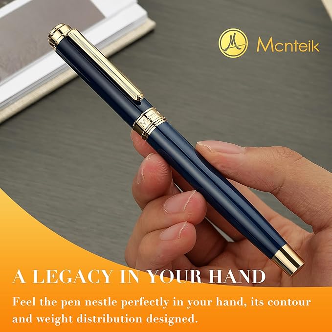 317 Rollerball - Stunning Luxury Blue Lacquer Pen with 24K Gold Finish, Schmidt Black Ink Refill, Fancy Gift Set for Men & Women, Professional, Graduation Executive Office, Nice Classic Pens