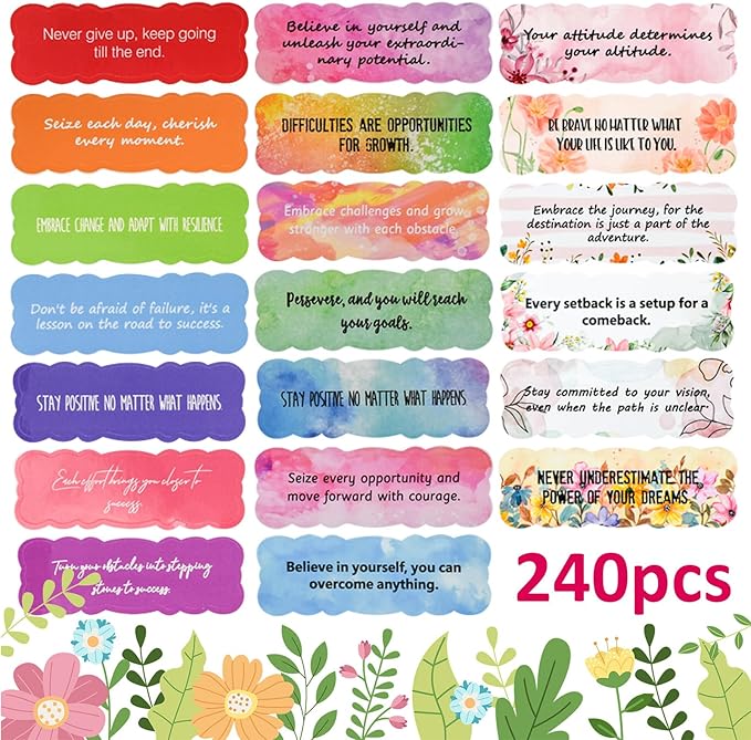 VANRA 240 Inspirational Stickers Motivational Scrapbook Sticker for Journaling Planner Water Bottles Scrapbooking Pages Laptop Decals Decoration, Vinyl Positive Affirmation Stickers for Women Teens