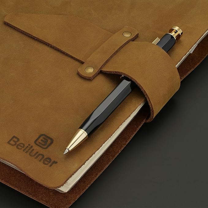 BEILUNER 312 Metal Gel Pen 0.5mm, Hexagonal Design, Black Piano Lacquer with 24K Gold Plated Accents, Includes One Refill, Professional Gel Pen Gift Box Set