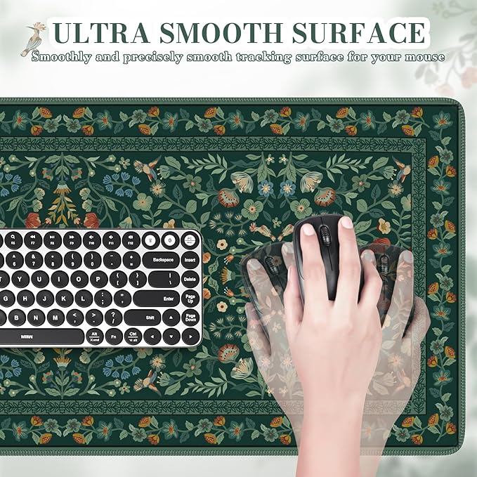 iCasso Desk Mat for Keyboard and Mouse, Large Mouse Pad, Desk Pad Mat, Anti-Slip Big Mousepad with Stitched Edges for Computer Desktop(Deep Green)