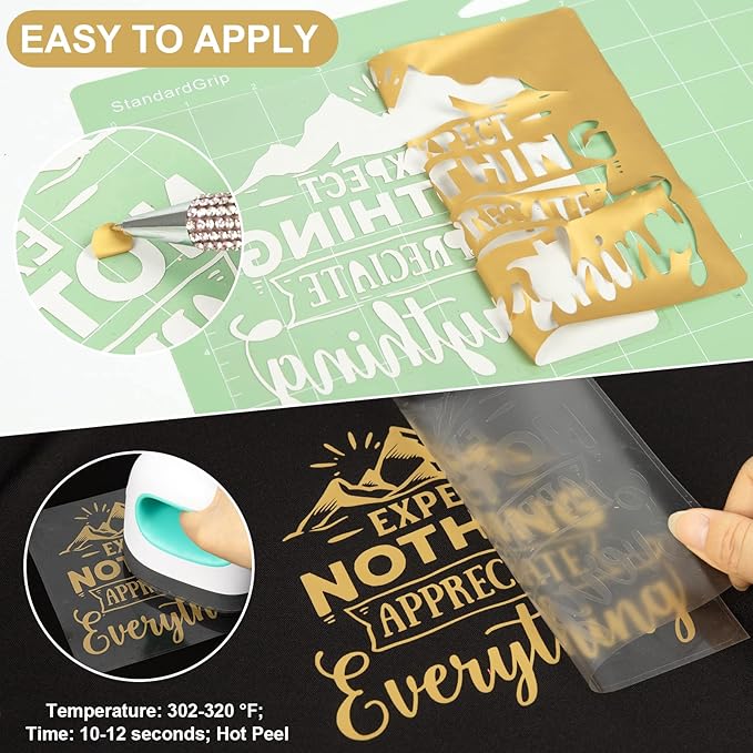 VINYL FROG Heat Transfer Vinyl Roll HTV Vinyl - 12" x12ft Gold Iron on Vinyl for T-Shirts, Heat Press Vinyl for DIY Craft Designs (Gold)