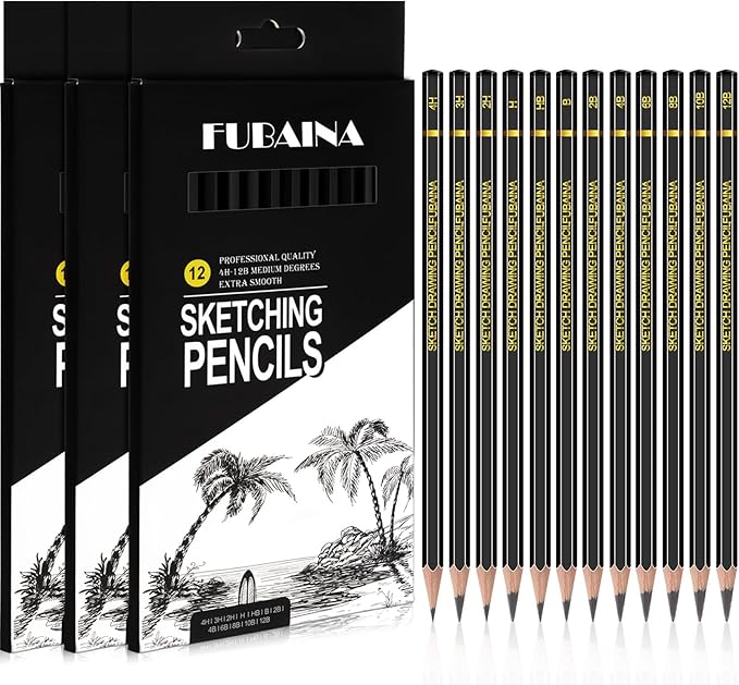 36 Pcs Drawing Sketching Pencil Set Professional (12b - 4h) Graphite Charcoal Gift Bulk for Artists Beginners, Pro Artists, Drawing Art, Sketching