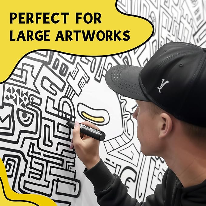 3 Jumbo Permanent Markers Green, 15mm Thick Wide Tip, Large Acrylic Paint Markers for Rock Painting, Poster, Graffiti, Stone, Ceramic, Glass, Wood, Canvas