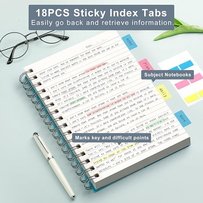 AHGXG Spiral Notebook - A5 Notebook College Ruled, Small 5.7" X 8.22", 300 Pages Thick Notebook Journal, 100GSM Lined Paper, Plastic Hardcover, for Work Office School Writing Notes, Lake Blue