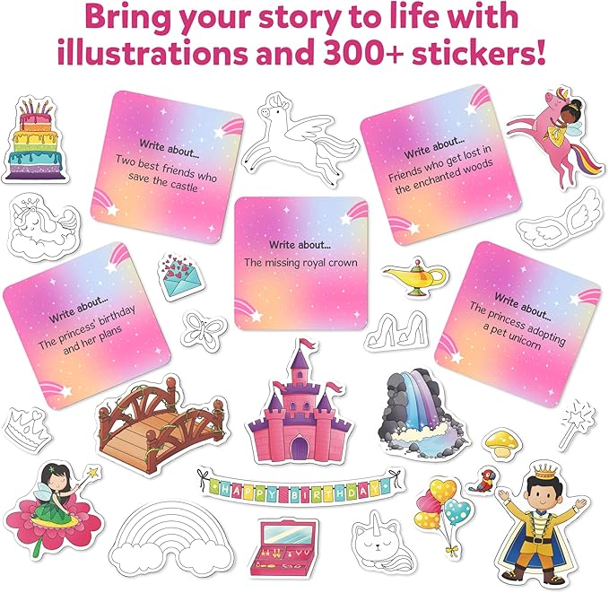 Skillmatics Storybook Art Kit - Create Fairytale Stories, DIY Craft & Writing Kit with 300+ Stickers, Scrapbooking & Journal Activity, Christmas Gifts for Kids Ages 5, 6, 7, 8, 9, 10