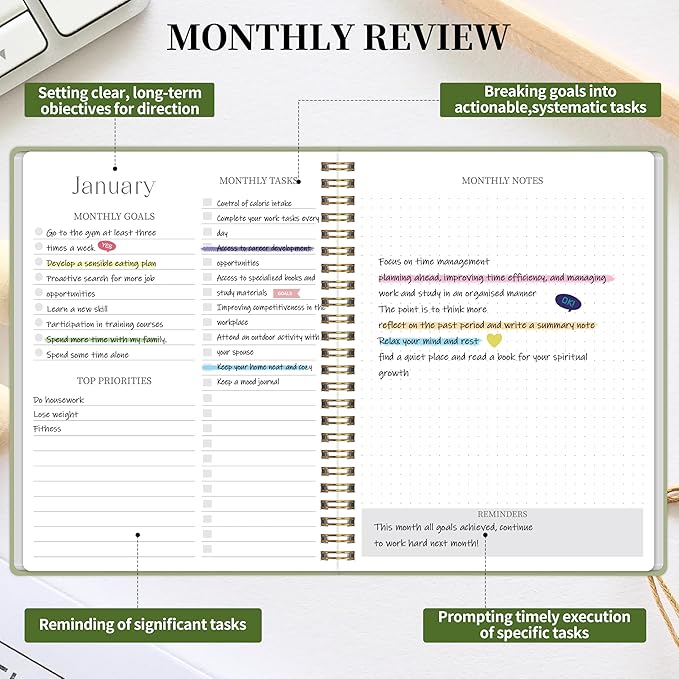 Monthly Planner 2026-2027 - 2 Year Monthly Planner Calendar 2026-2027, Jan. 2026 - Dec. 2027, 7.3" * 9.5", 24 Months Calendar Planner with Note Pages, for Office, School Home Planning - Green