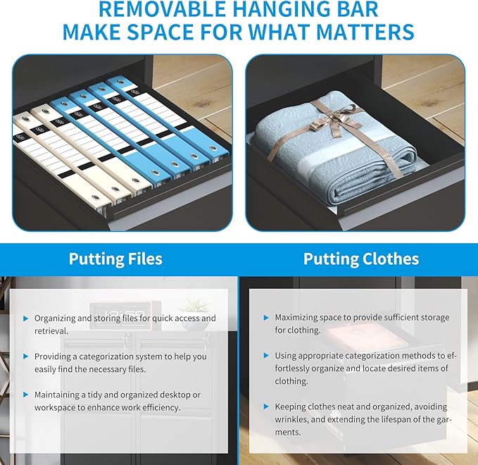 2 Drawer File Cabinet, Metal Vertical Filing Cabinet for Home Office, Locking Steel Easy Assemble 18" D File Cabinets for Legal/Letter/A4/F4 (Black)