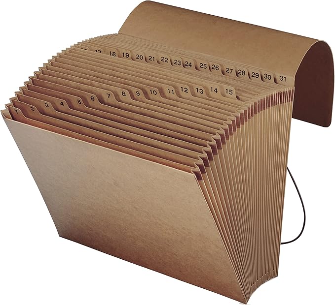 Smead Expanding File with Flap and Cord Closure, 31 Pockets, Daily (1-31), Letter Size, Kraft (70168), (Pack of 6)