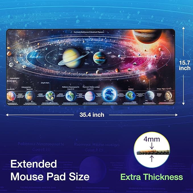 GUNMJO Astronaut Extended Gaming Mouse Pad, Ultra-Smooth Surface for Pixel-Precise Mouse Control, Durable Anti-Fray Stitching, Non-Slip Rubber Base, for Gamer, Office & Home, Light & Portable