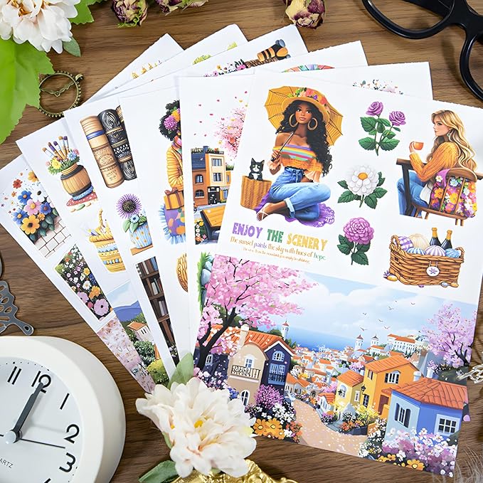 Snycler Healing time Theme Sticker Scrapbooking Supplies for Junk Journal, 20 Sheets PET Stickers - Vintage Journaling Stickers, Ephemera Sticker Book Pre Cut, Planner, Junk Journal Supplies